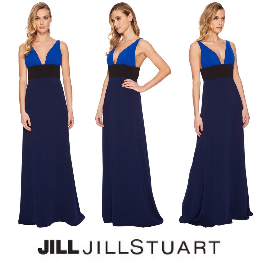 Colorblock V-Neck Gown